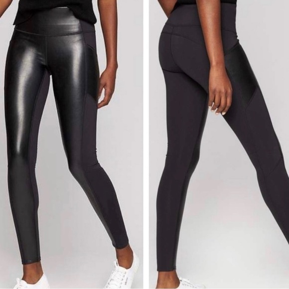 Athleta Pants & Jumpsuits Athleta Gleam Black Vegan Faux Leather